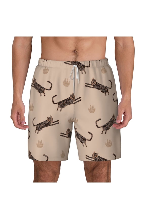 Leopard Print for Men's Swimming Trunks Swim Trunks Quick Dry Swim Shorts with Mesh Lining Funny Swimwear Bathing Suits