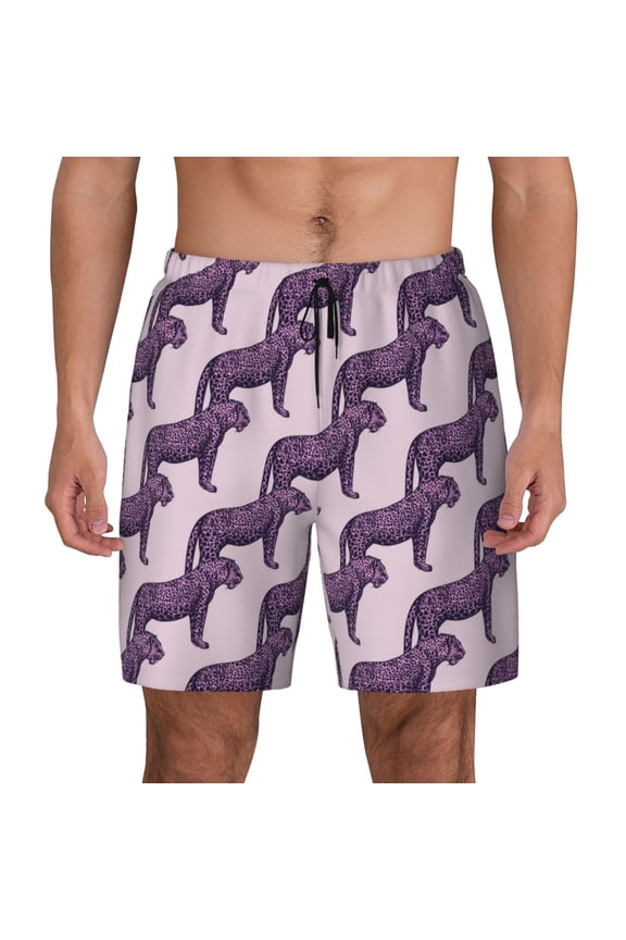 Leopard Print for Men's Swimming Trunks Swim Trunks Quick Dry Swim Shorts with Mesh Lining Funny Swimwear Bathing Suits