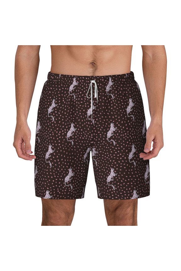 Leopard Print for Men's Swimming Trunks Swim Trunks Quick Dry Swim Shorts with Mesh Lining Funny Swimwear Bathing Suits