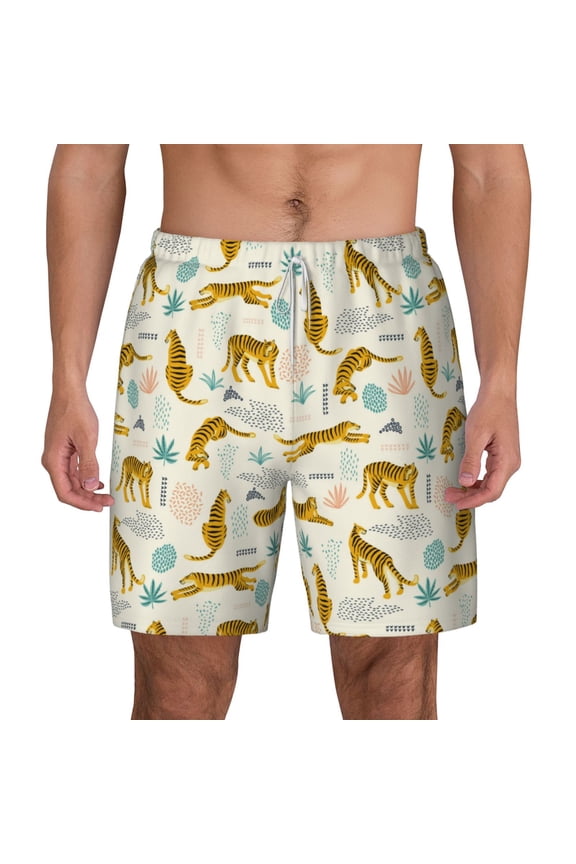 Leopard Print for Men's Swimming Trunks Swim Trunks Quick Dry Swim Shorts with Mesh Lining Funny Swimwear Bathing Suits