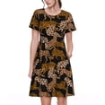 thumbnail image 1 of Xecao Leopard Print for Women Summer Short Sleeve Midi Dress with Pockets Casual Aline Flowy Tshirt Dress Vocation Beach Sundress, 1 of 6