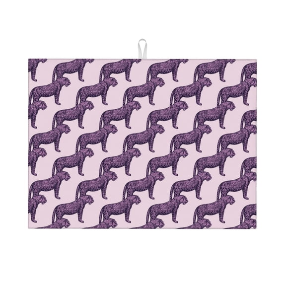 Xecao Leopard Print patten Microfiber Dish Drying Mat,Absorbent Dish Drainer Kitchen Counter,Super Absorbent Dish Drying Pads 1824 Inch