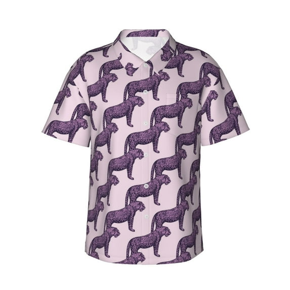 Xecao Leopard Print print Hawaiian shirt - a stylish short-sleeve button-down for men, perfect for casual beach and tropical outings.