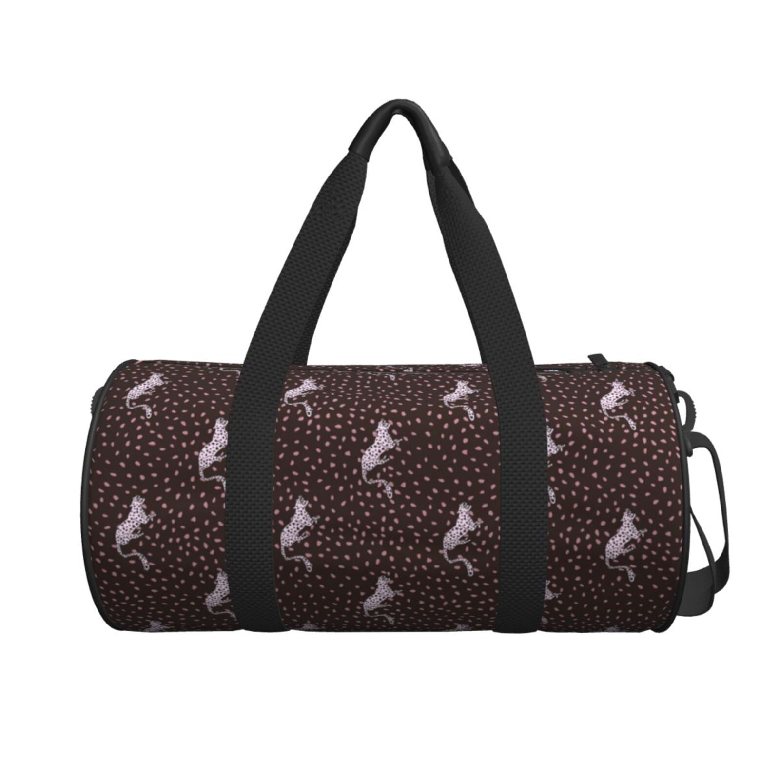 Xecao Leopard Print print Round Travel Duffel Bag is a foldable gym bag with an inner pocket perfect for travel sports Walmart