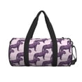 thumbnail image 1 of Xecao Leopard Print print Round Travel Duffel Bag is a foldable gym bag with an inner pocket, perfect for travel sports, 1 of 8