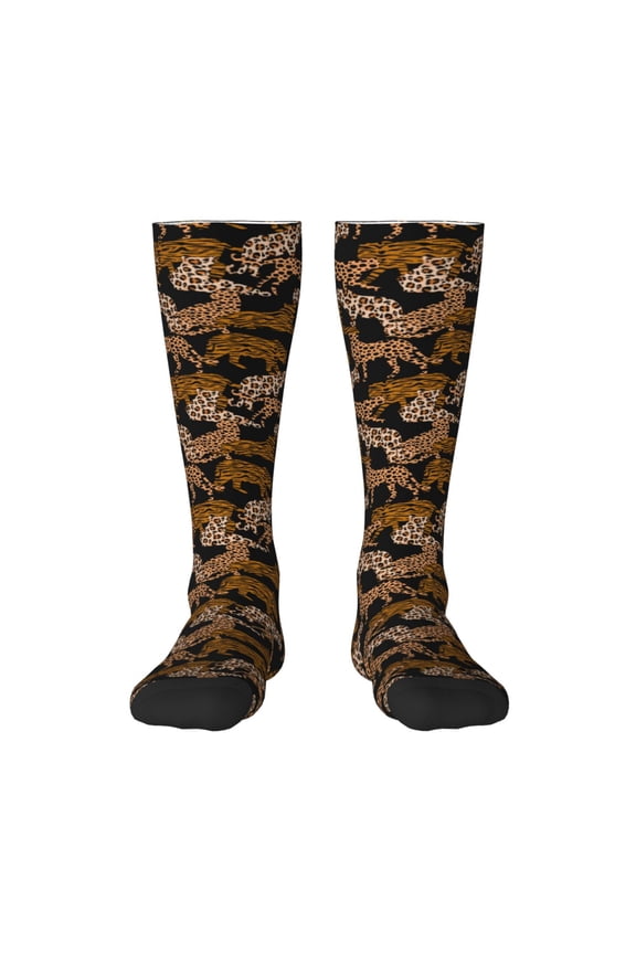 Leopard Print print thigh-high socks, crafted for both men and women with a stretchy, high-opaque design perfect for daily wear