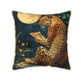 thumbnail image 1 of Xecao Leopard Reading Tarot Cards Print Soft Velvet Decorative Throw Pillow Covers, Square Cushion Cases for Bed, Sofa, Living Room, Car, and Indoor Outdoor Use-16"x16", 1 of 8