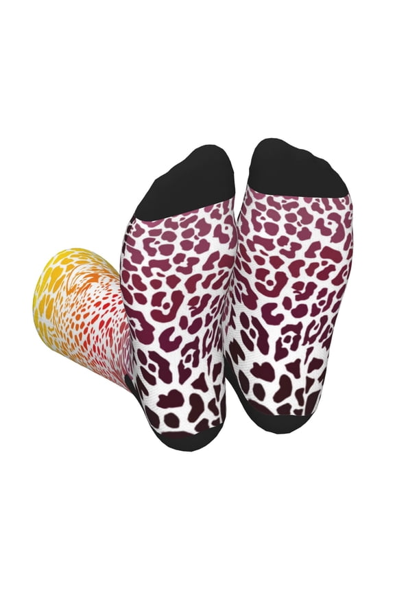 Leopard Skins And Heads Print Crew Socks for Men and Women, Men's Soft Moisture-wicking Sock