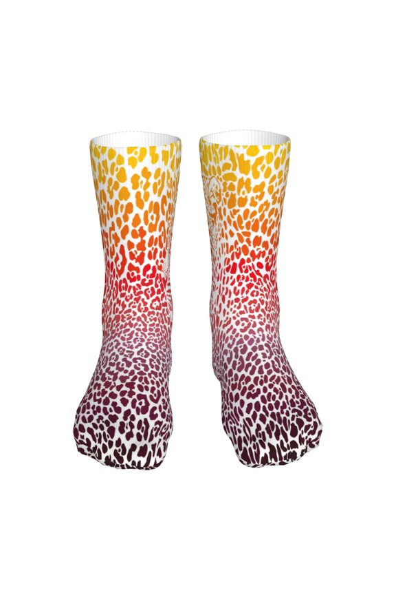 Leopard Skins And Heads Print Fashion No Heel Casual Crew Socks Cushioned Breathable for Men Women - Moisture wicking,Not easy to fade Suitable for daily