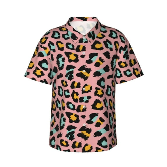 Xecao Leopard print Hawaiian shirt - a stylish short-sleeve button-down for men, perfect for casual beach and tropical outings.