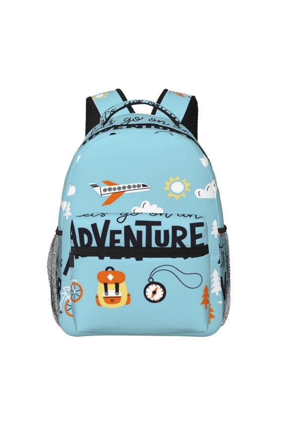 Let's Go on an Adventure Backpack, a stylish and functional choice for both men and women, is the perfect basic bookbag for college, work, or travel
