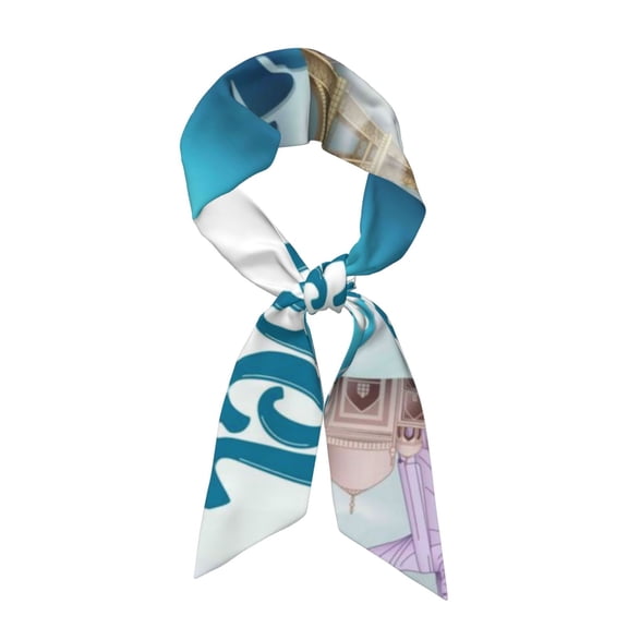 Xecao Let's go Travel Around the World Pattern Large Satin Head Scarf - Satin Hair Scarves Silk Bandana Scarf Headscarf Silk Feeling Scarf for Women
