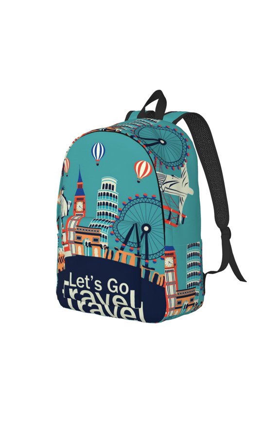 Let's go Travel Canvas College Laptop Backpack, a durable rucksack designed for both men and women, ideal for travel, school, and daily use-Small