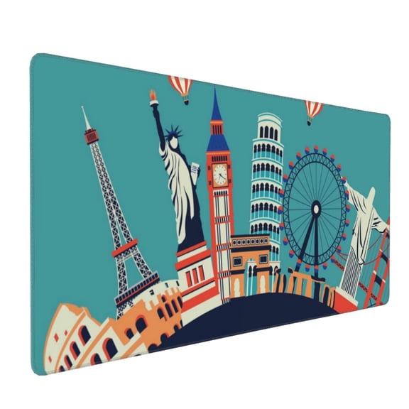 Xecao Let's go Travel Print Large Mouse Pad, 16x35.5in Mousepad, Professional Non-Slip Rubber Base Big Mouse Pad, Mouse Pad for Gaming & Office Full Desk Mouse Pad
