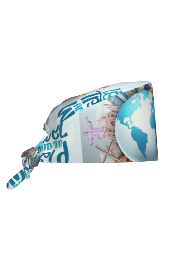 Let's go Travel Print Men Women Adjustable Working Cap with Button Unisex Hats Sweatband