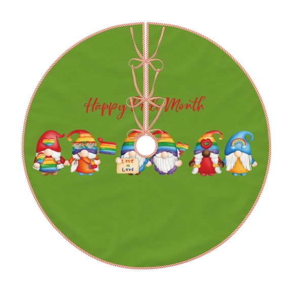 Xecao Lgbt Gnome Pattern Christmas Tree Skirt Holiday Part Decorations for Christmas Tree, Farmhouse Christmas Decor Xmas Holiday Home Party Decorations-30"