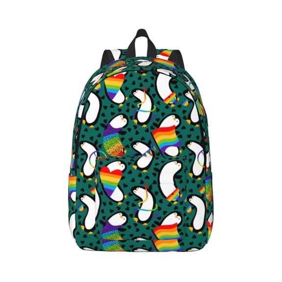 Xecao Lgbt Penguin for Canvas College Laptop Backpack, Durable Rucksack Travel Notebook Bag School Backpack Book Bag for Men Women