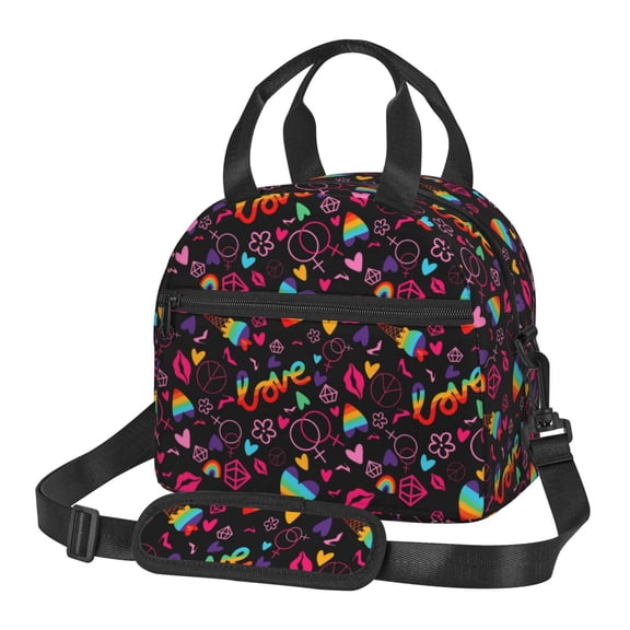 Xecao Lgbt Rainbow For Pride Print Insulated Lunch Box, Lunch Cags Lunch Bag Featuring An Adjustable Shoulder Strap