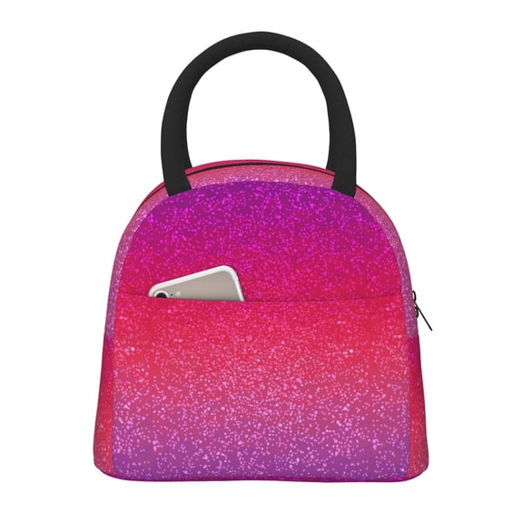 Xecao Light Purple Glitter Lunch Bag , an insulated, reusable tote bag perfect for adults of all genders, ideal for work, office, picnics and beach trips