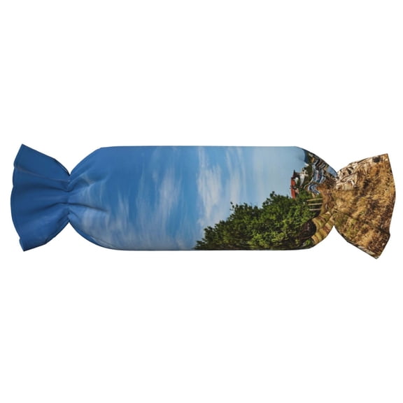 Xecao Lighthous Print+Candy-Inspired Plush Pillow for Men Women Suitable for Beds, Sofas, Game Rooms Drawstring Closure