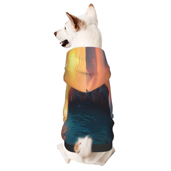 Xecao Lighthouse At Sunset Coast Pattern Sweatshirts Winter Pet Dog Hoodie Puppy Coat Dog Sweaters Dog Clothes with Hat Dog Clothes Costume Outfit,Small Pets Wear-