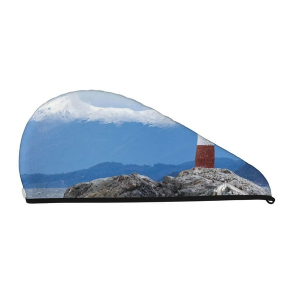 Xecao Lighthouse On The Waters Print Hair Towel, Hair Turbans for Wet Hair, Drying Hair Wrap for Curly Hair Women,Coral Velvet Dry Hair Cap,Dry Hair Hat
