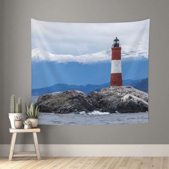 Xecao Lighthouse On The Waters patten Tapestry 60x51 Inches Wall Hanging Poster Tapestry for Living Room Bedroom Home Decor