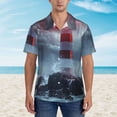 thumbnail image 1 of Xecao Lighthouse in a Stormy Sea print Hawaiian shirt - a stylish short-sleeve button-down for men, perfect for casual beach and tropical outings., 1 of 1