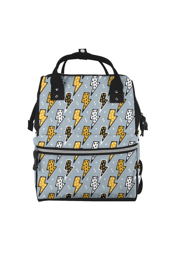 Lightning Bolts Print Large Capacity Nappy Bag Is a Multi-Functional Waterproof Travel Backpack, Perfect as a Nursing Bag or Mummy Backpack for Women