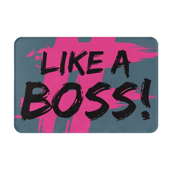 Xecao Like a Boss print Flannel Mat: Non-slip, 16x24in. Ideal for kitchen, bedroom, bath & living room.