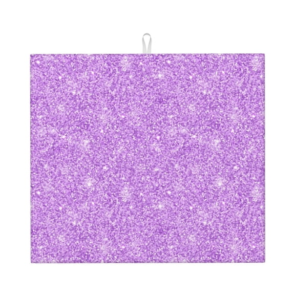 Xecao Lilac Glittering Print Dish Drying Mat for Kitchen Counter,Absorbent Coffee Bar Mat, Dish Drainer Rack Mats,Dining Room Decoration