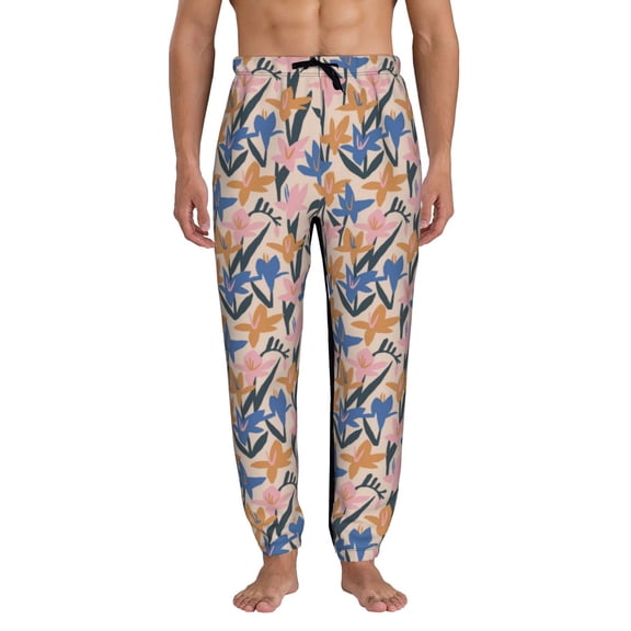 Xecao Lilies Flowers Print Active Tech Joggers for Men, Mens Sweatpants Lounge Pants with Pockets-X-Large