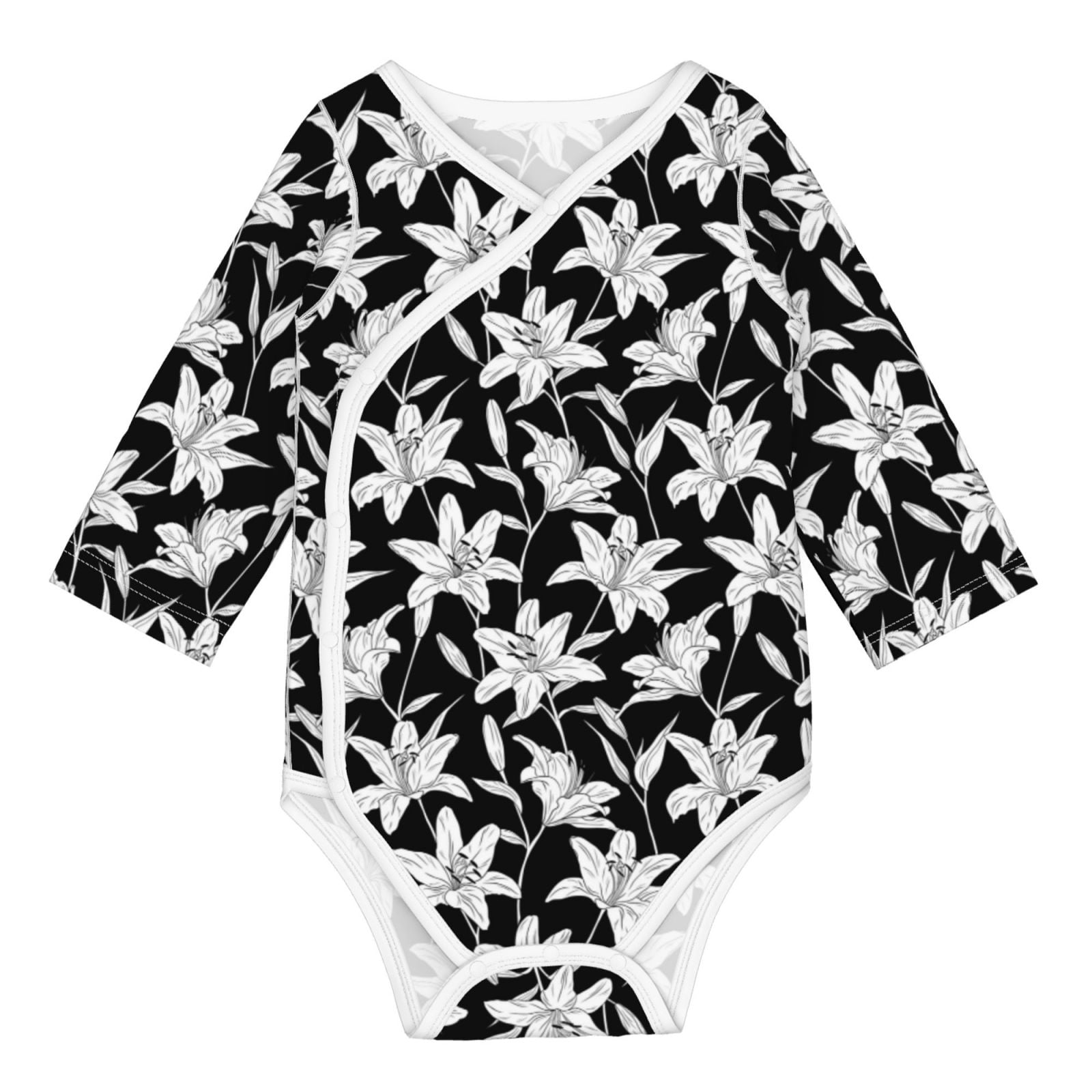 Xecao Lilies Flowers Print Baby unisex-baby Cotton Long-sleeve Bodysuits-2 Years