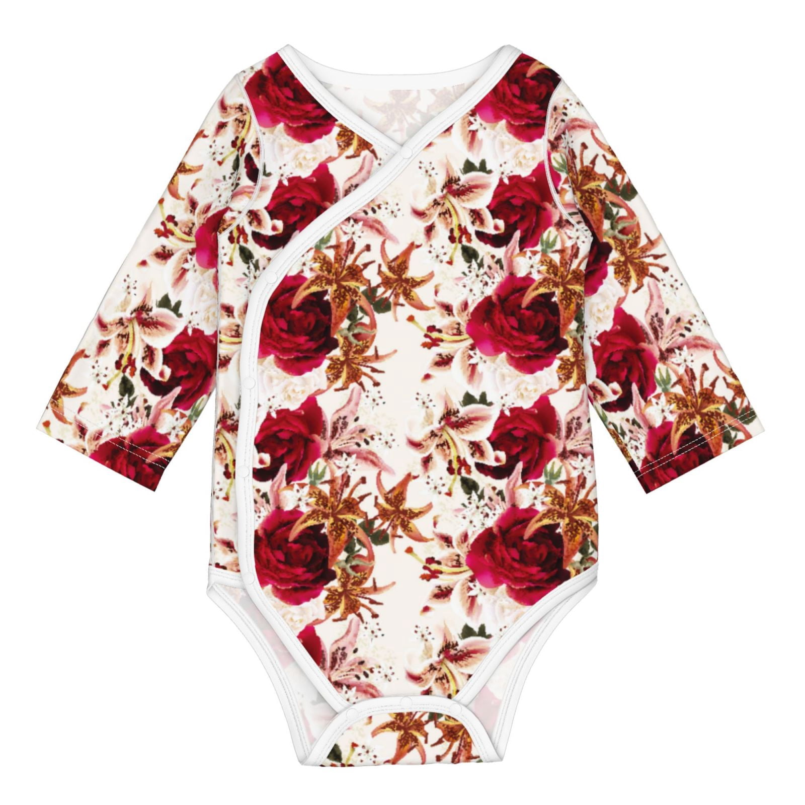 Xecao Lilies Flowers Print Baby unisex-baby Cotton Long-sleeve Bodysuits-2 Years