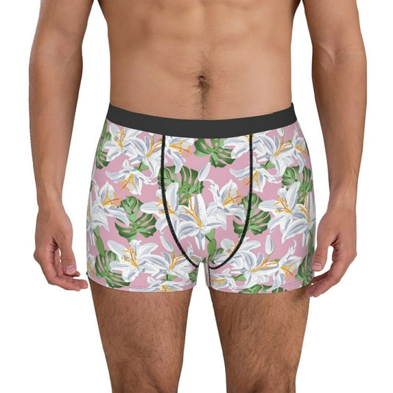 Xecao Lilies Flowers Print Men's Underwear Boxer Briefs Pack - Your ComfortSoft, Moisture-Wicking, and Breathable Choice for Men's Underwear-XX-Large