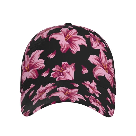 Xecao Lilies Flowers for Baseball Cap: Unisex, crafted from classic polyester twill fabric, featuring a soft unconstructed design