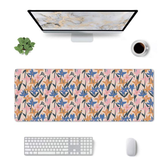 Xecao Lilies Flowers for Mouse Pad - Waterproof Extended Contour Mouse Mat, Large Gaming Mousepad Laptop Keyboard Mat with Non-Slip Rubber Base