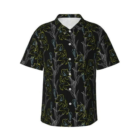 Xecao Lilies Flowers print Hawaiian shirt - a stylish short-sleeve button-down for men, perfect for casual beach and tropical outings.