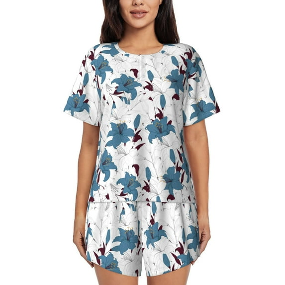 Xecao Lilies Flowers print Swimsuit for women, Summer-ready, sporty style.Quick-dry fabric. Many sizes & colors.
