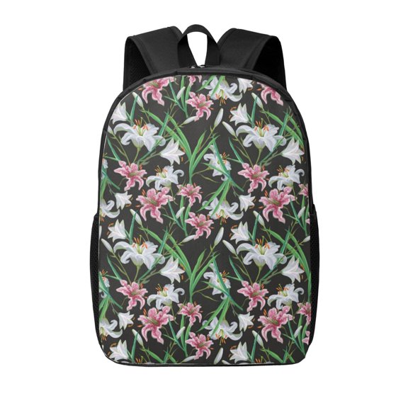 Xecao Lilies Flowers print Travel Backpack, Large Computer Backpack for Men Women, College School Rucksack Book Bag
