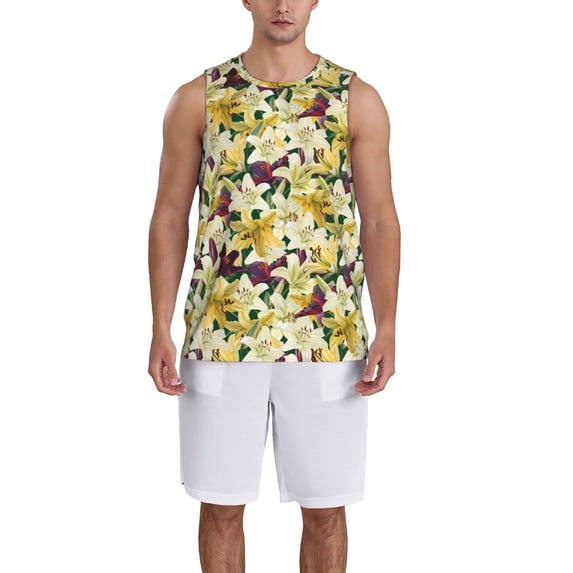 Xecao Lilies Flowers print basketball shirt for both men and women, a unisex basketball jersey perfect for theme parties-X-Large