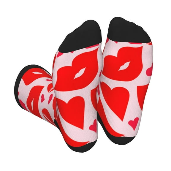 Xecao Lips Kiss Print Crew Socks for Men and Women, Men's Soft Moisture-wicking Sock