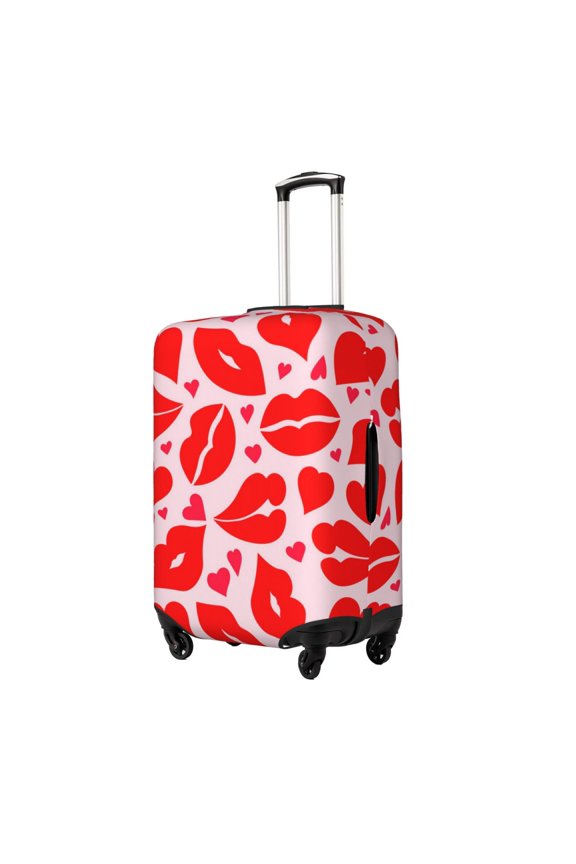 Lips Kiss Print Elastic Luggage Cover, Double-sided Print , Perfect for Travel, Business, and Daily Use (Suitcase Not Included)-Small
