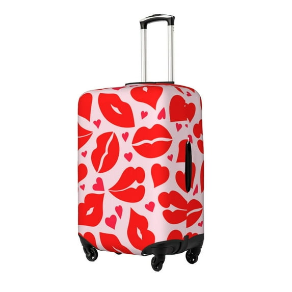 Xecao Lips Kiss Print Elastic Luggage Cover, Double-sided Print , Perfect for Travel, Business, and Daily Use (Suitcase Not Included)-X-Large