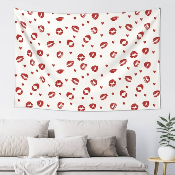 Xecao Lips Kiss Print Tapestry, Wall Hanging Room Funny Decor, Backdrop Room Decor for Bedroom Living Room dormitory