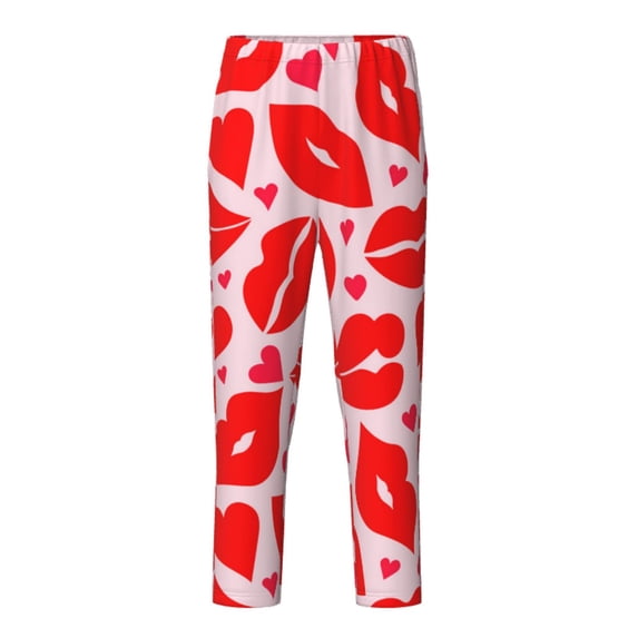 Xecao Lips Kiss Print Teenagers' Pajama Pants Long Sleep Pants Soft Elastic Waist Pajama Bottoms Elastic waist with 2 Pockets 5-16 Years-XS(5-6)