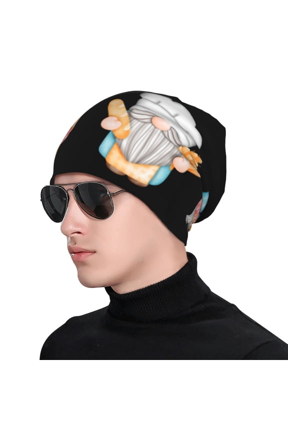 Little Chef Gnome Print Beanie Knitted Hat for Men Women, Winter Fashion Knit Cuffed Caps Unisex