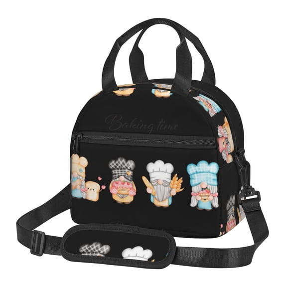 Xecao Little Chef Gnome Print Insulated Lunch Box, Lunch Cags Lunch Bag Featuring An Adjustable Shoulder Strap