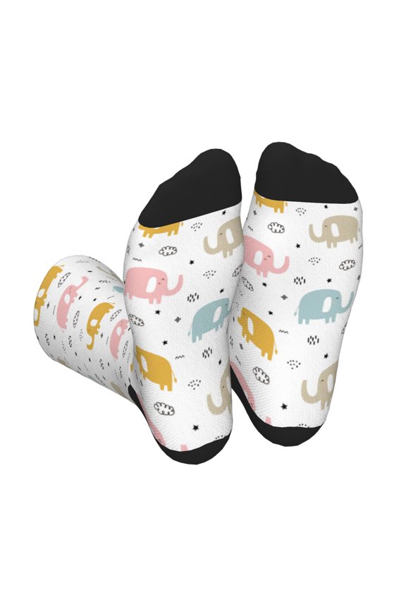 Little Elephant Print Crew Socks for Men and Women, Men's Soft Moisture-wicking Sock