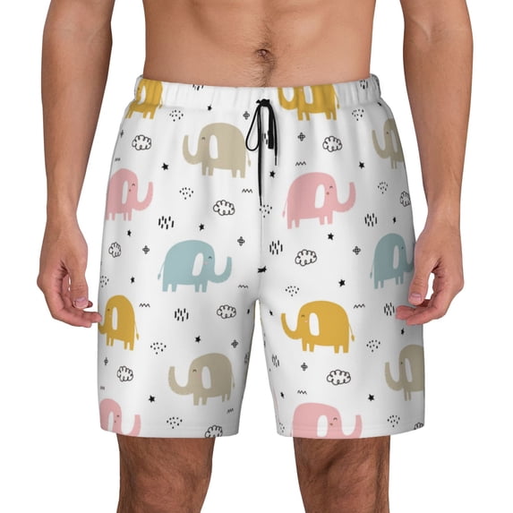 Xecao Little Elephant for Men's Swimming Trunks Swim Trunks Quick Dry Swim Shorts with Mesh Lining Funny Swimwear Bathing Suits